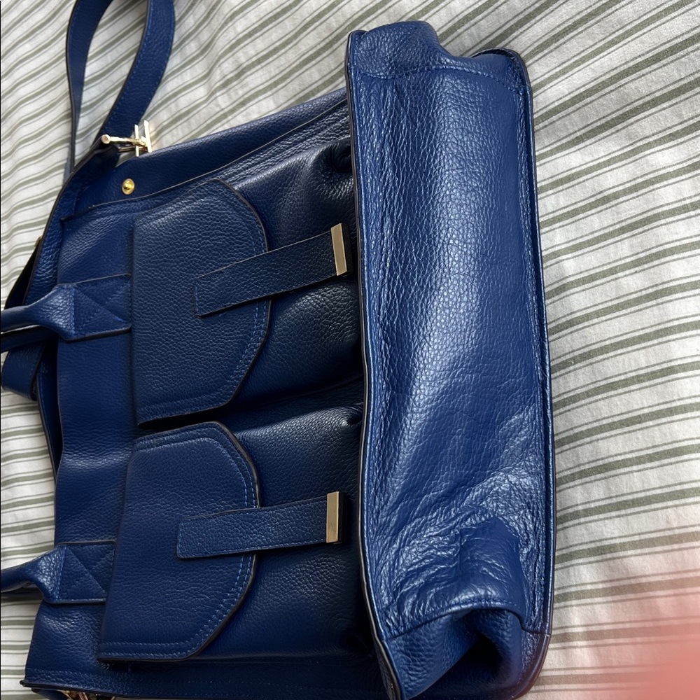 Kristen Bell for Erica Anenberg - Elegant Blue Leather Tote Bag - Picture 7 of 9